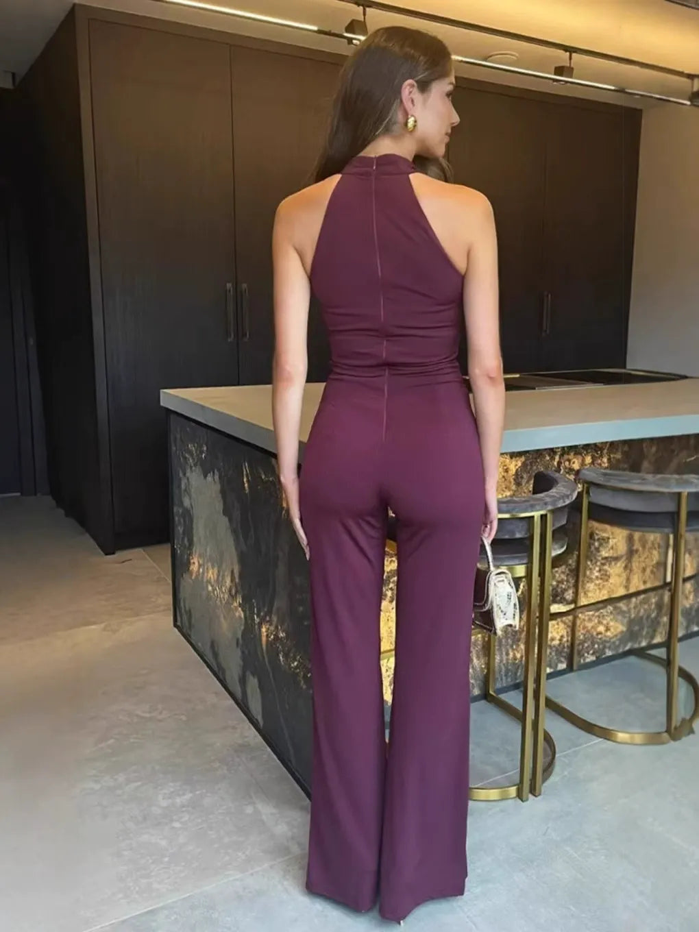 MABEL | Geplooide Halter Jumpsuit