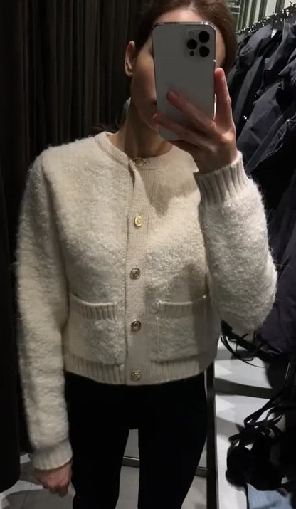 AGNES | Elegante Bouclé Gebreide Vest