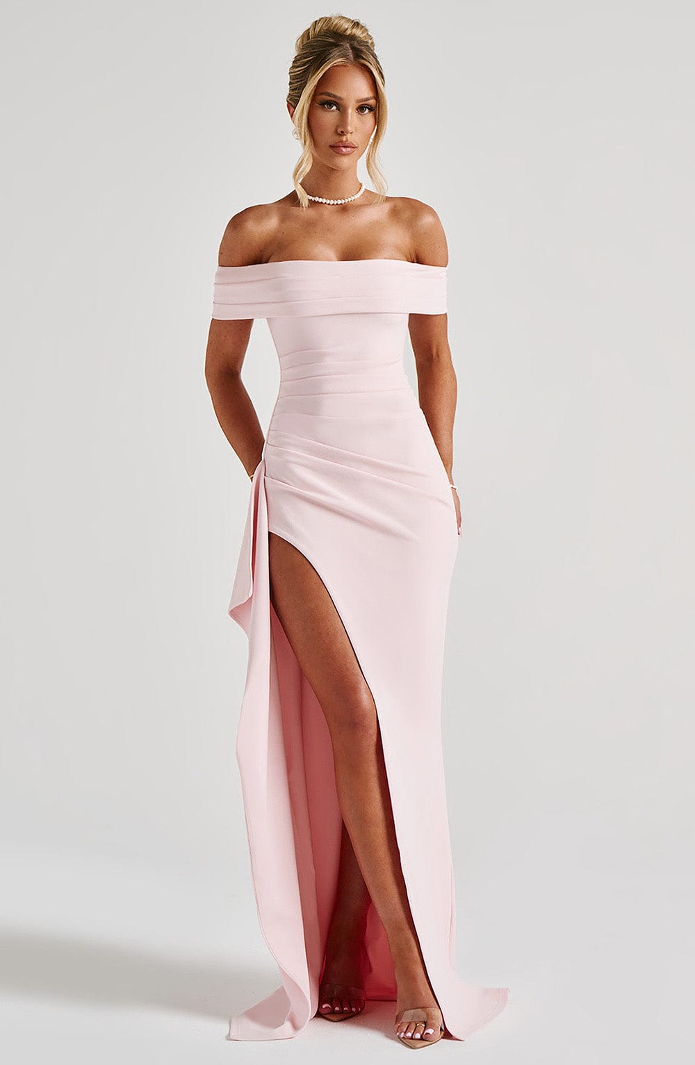 KIM | Off-Shoulder Satijnen Maxijurk
