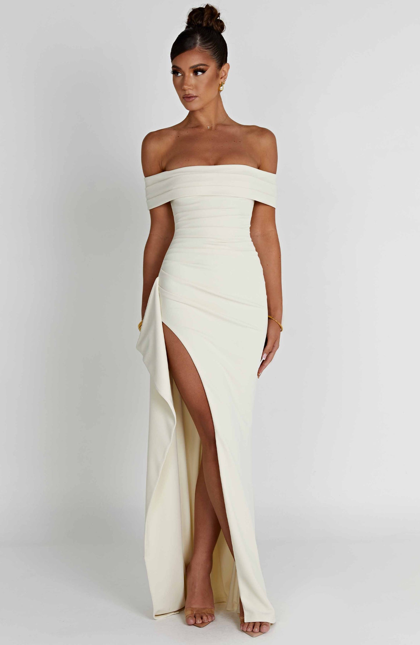 KIM | Off-Shoulder Satijnen Maxijurk