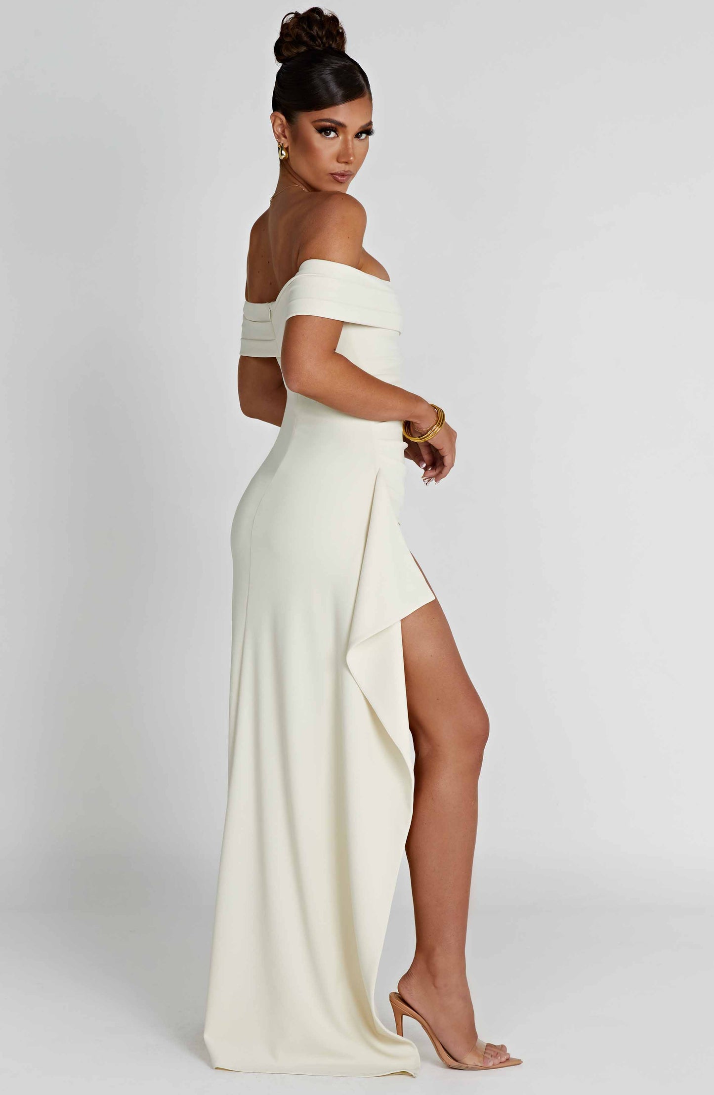 KIM | Off-Shoulder Satijnen Maxijurk