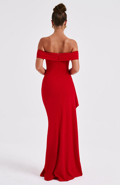 KIM | Off-Shoulder Satijnen Maxijurk