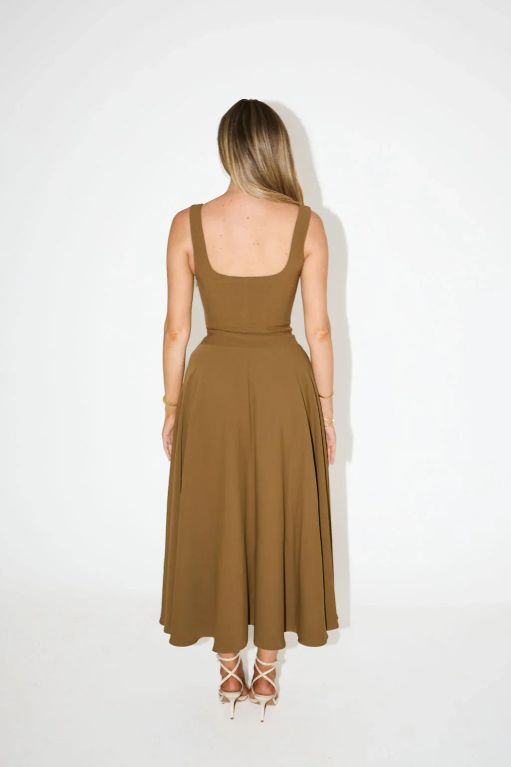 MELIS | Grace Midi Jurk - Bruin